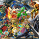 Characters from Super Smash Bros. Ultimate fill the screen in various poses.